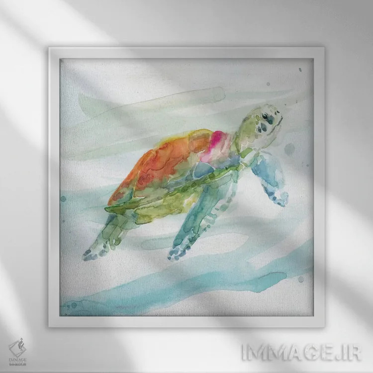 تابلو لاکپشتهای گرمسیری شمارهٔ ۱ اثر کارول رابینسون - نمای قابدار سفید