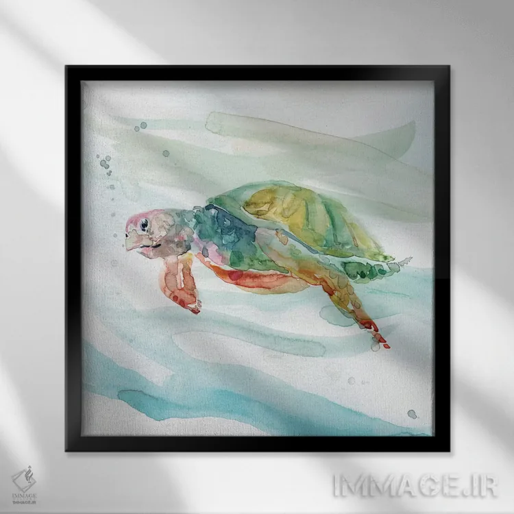 تابلو لاکپشتهای گرمسیری شمارهٔ ۲ اثر کارول رابینسون - نمای قابدار مشکی