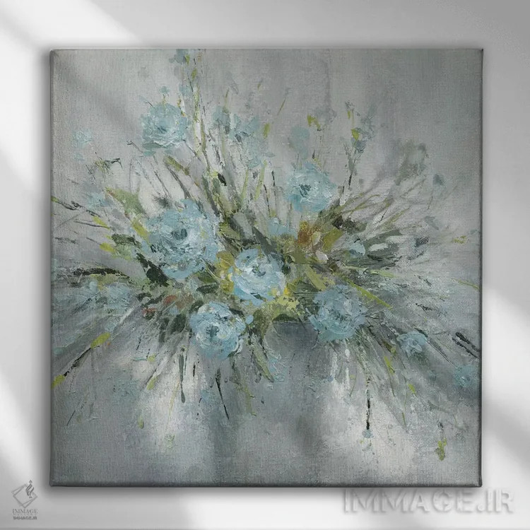 تابلو دستهگل آبی شمارهٔ ۳ اثر کارول رابینسون - نمای روبهرو روی دیوار