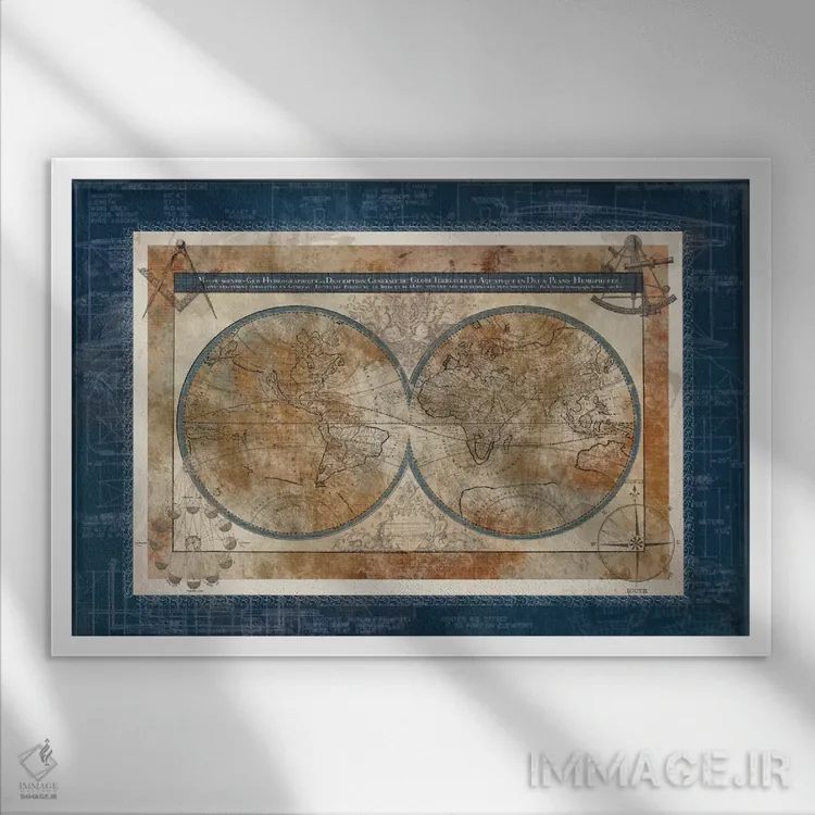 تابلو طرح اولیهٔ جهان اثر کارول رابینسون - نمای قابدار سفید