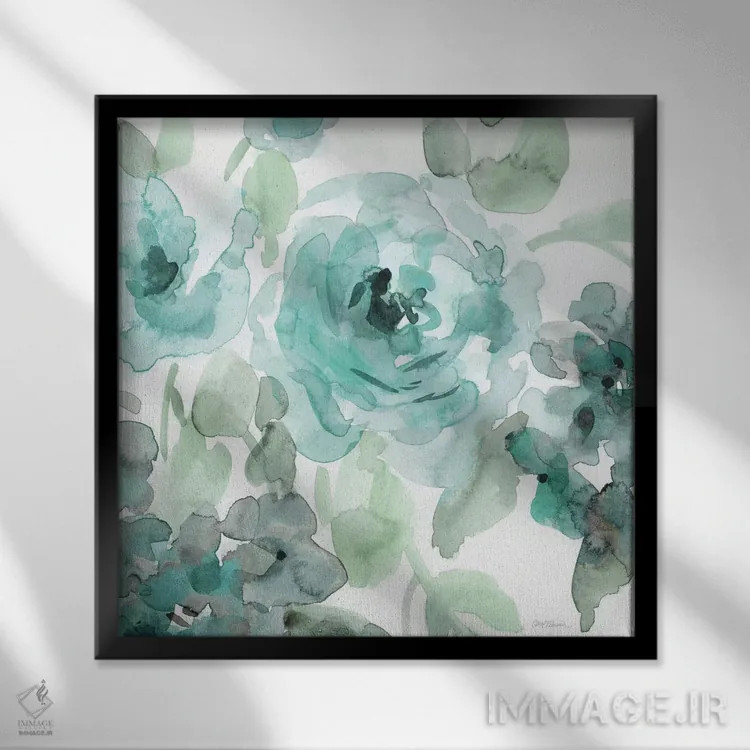 تابلو سبزآبی بل شمارهٔ ۲ (رنگ) اثر کارول رابینسون - نمای قابدار مشکی