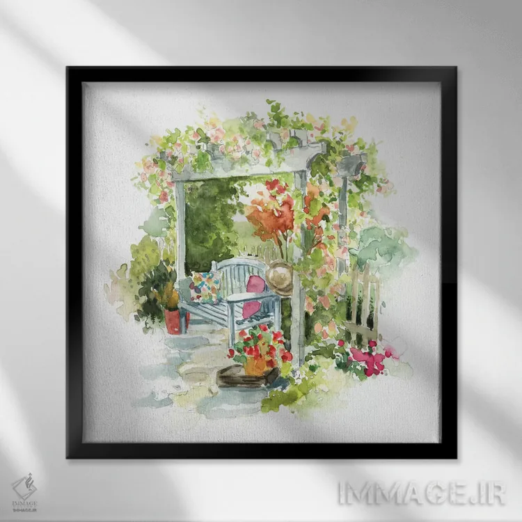 تابلو خلوتگاه باغ اثر کارول رابینسون - نمای قابدار مشکی