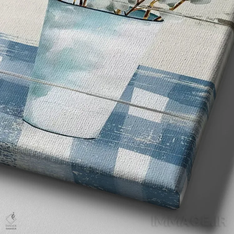 تابلو شطرنجیهای آبی (پارچه) اثر کارول رابینسون - نمای نزدیک بافت بوم