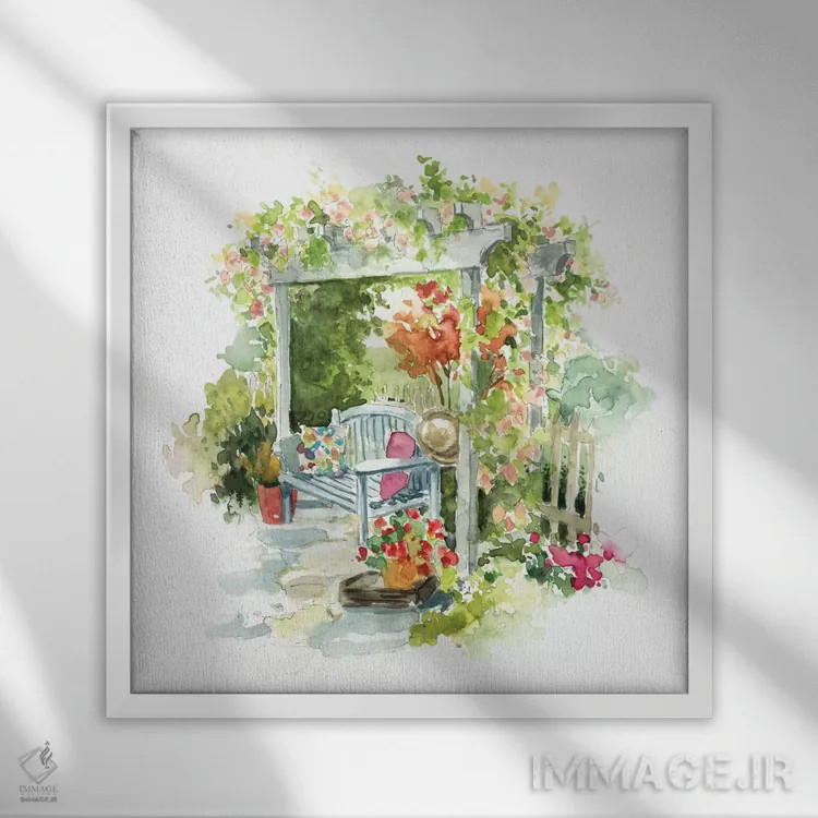 تابلو خلوتگاه باغ اثر کارول رابینسون - نمای قابدار سفید