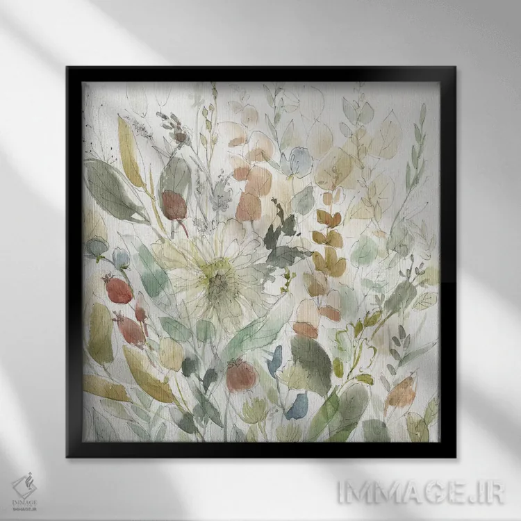 تابلو باغ گل وحشی لینن (پارچهای) اثر کارول رابینسون - نمای قابدار مشکی