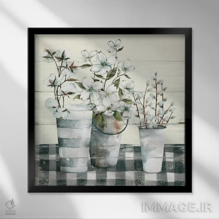 تابلو پارچه شطرنجی بهاری شمارهٔ ۱ اثر کارول رابینسون - نمای قابدار مشکی