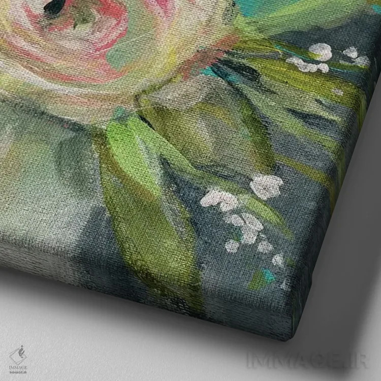 تابلو گل شقایق تابستانی (رانانکولوس) اثر کارول رابینسون - نمای نزدیک بافت بوم