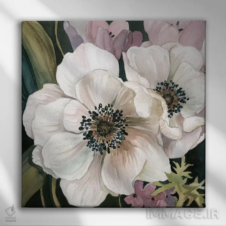 تابلو مطالعهٔ شقایق دریایی شمارهٔ ۱ اثر کارول رابینسون - نمای روبهرو روی دیوار