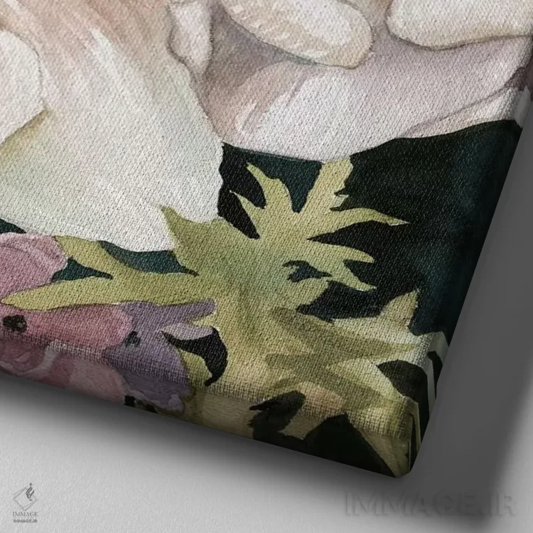 تابلو مطالعهٔ شقایق دریایی شمارهٔ ۱ اثر کارول رابینسون - نمای نزدیک بافت بوم