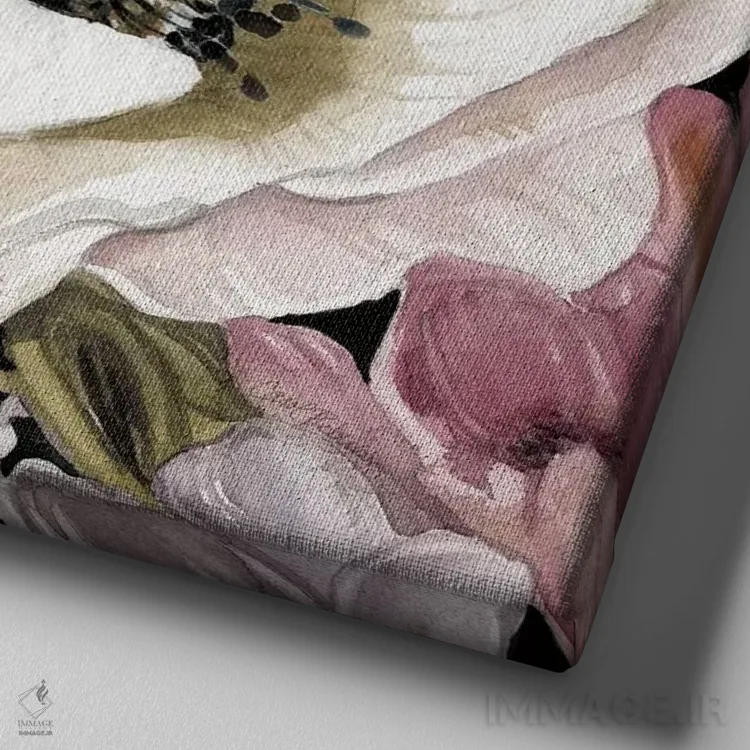 تابلو مطالعهٔ شقایق دریایی شمارهٔ ۲ اثر کارول رابینسون - نمای نزدیک بافت بوم