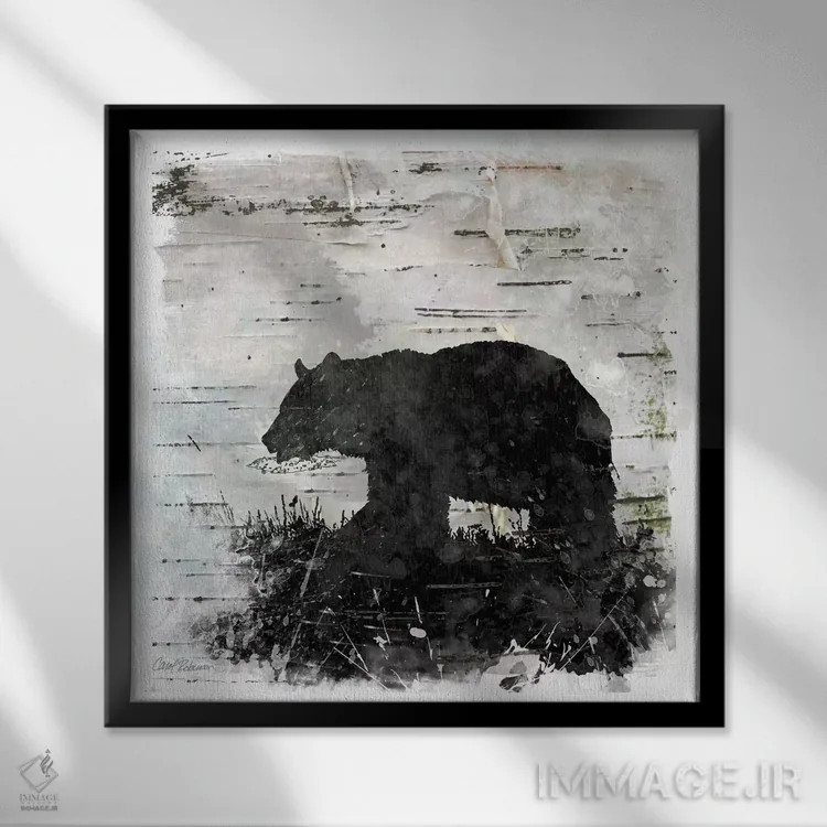 تابلو خرس پوست توس اثر کارول رابینسون - نمای قابدار مشکی