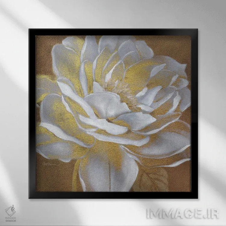 تابلو شکوفه طلایی شمارهٔ ۱ اثر کارول رابینسون - نمای قابدار مشکی