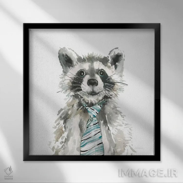 تابلو راکون (حیوان) اثر کارول رابینسون - نمای قابدار مشکی