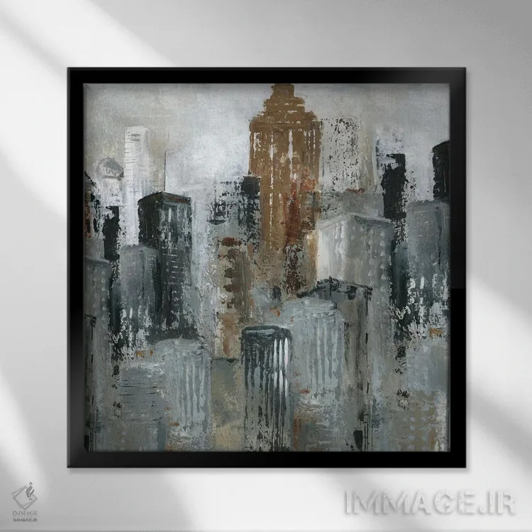 تابلو "چراغهای شهر دو" اثر کارول رابینسون - نمای قابدار مشکی