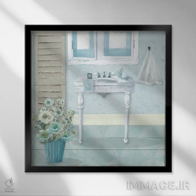 تابلو "سینک سبزآبی یک" اثر کارول رابینسون - نمای قابدار مشکی