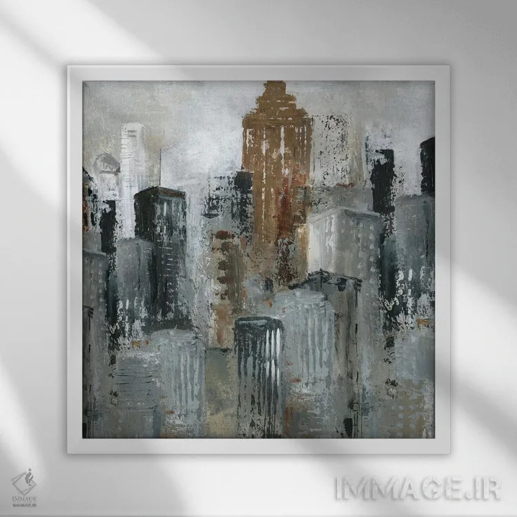 تابلو "چراغهای شهر دو" اثر کارول رابینسون - نمای قابدار سفید