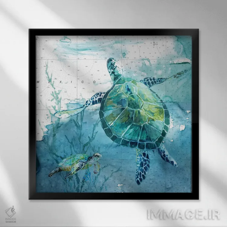 تابلو "شنای جزیرهای دو" اثر کارول رابینسون - نمای قابدار مشکی