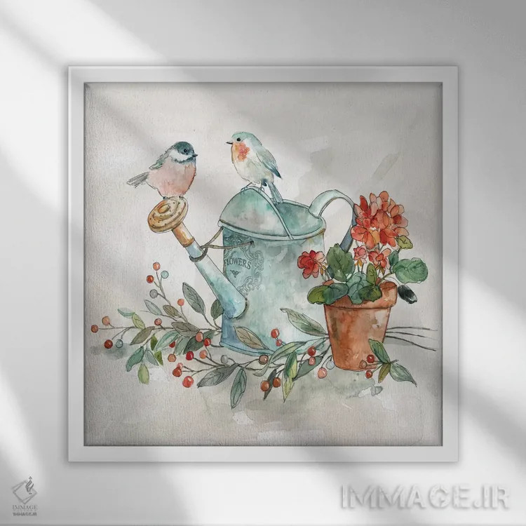 تابلو "نگاهی به باغ یک" اثر کارول رابینسون - نمای قابدار سفید