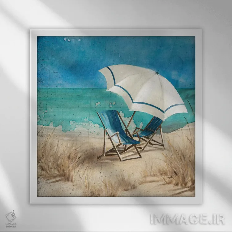 تابلو "پناه به ساحل دو" اثر کارول رابینسون - نمای قابدار سفید