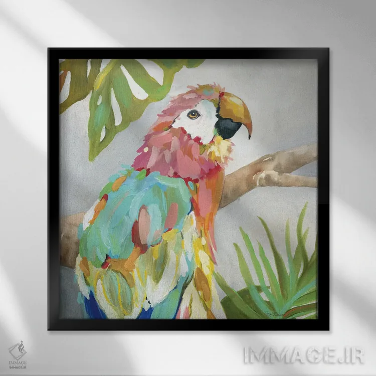 تابلو پرهای گرمسیری اثر کارول رابینسون - نمای قابدار مشکی