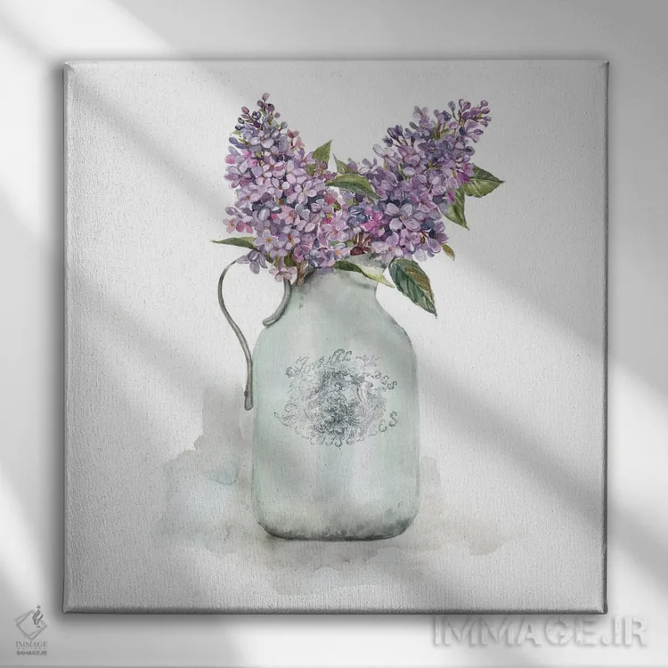 تابلو یاس بنفش فرانسوی اثر کارول رابینسون - نمای روبهرو روی دیوار