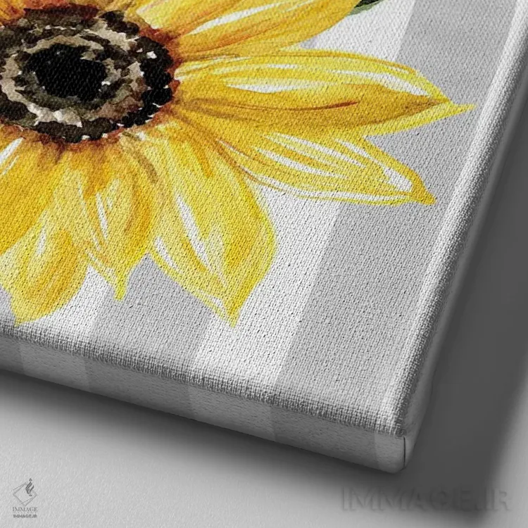 تابلو لیمو و گل آفتابگردان II اثر کارول رابینسون - نمای نزدیک بافت بوم
