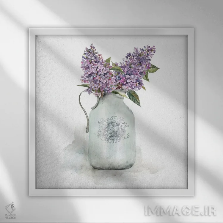 تابلو یاس بنفش فرانسوی اثر کارول رابینسون - نمای قابدار سفید