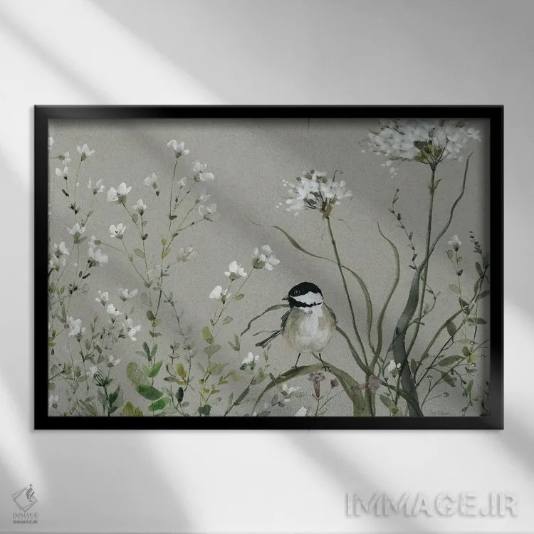 تابلو دستهگل بخشش؛ چمنزار II اثر کارول رابینسون - نمای قابدار مشکی