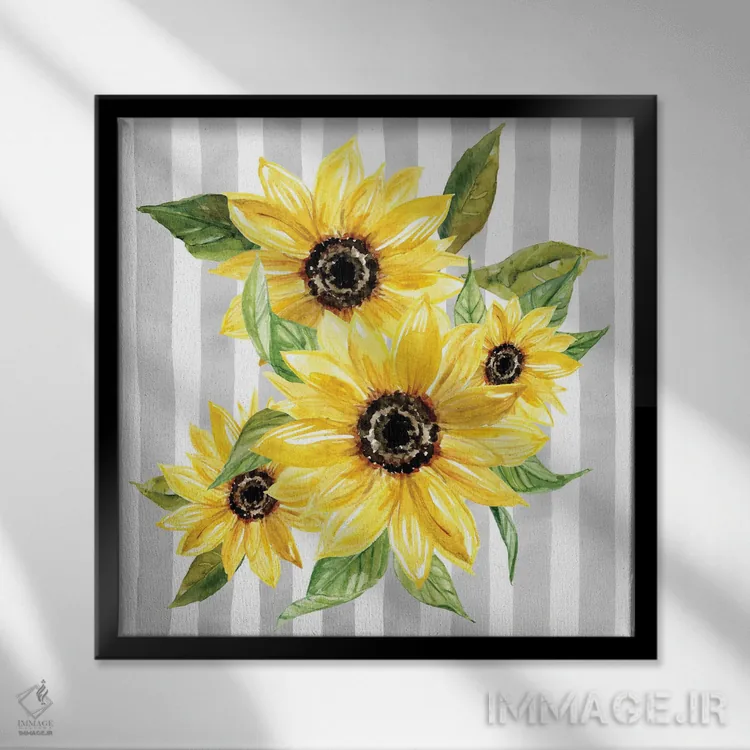 تابلو آرایش آفتابگردان I اثر کارول رابینسون - نمای قابدار مشکی