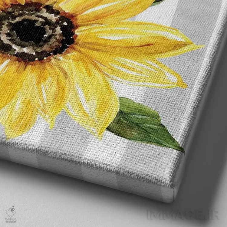 تابلو آرایش آفتابگردان II اثر کارول رابینسون - نمای نزدیک بافت بوم