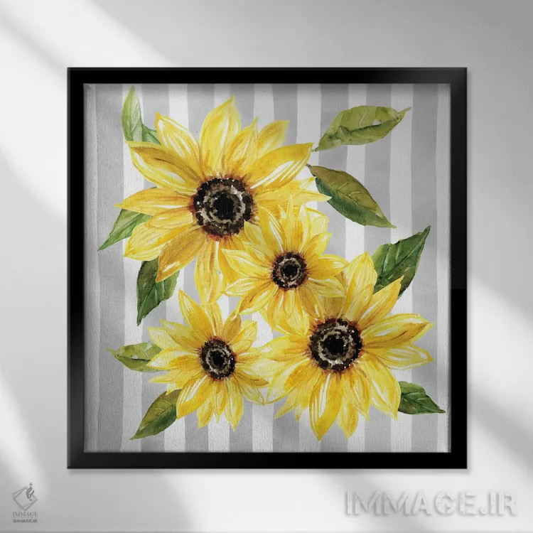 تابلو آرایش آفتابگردان II اثر کارول رابینسون - نمای قابدار مشکی