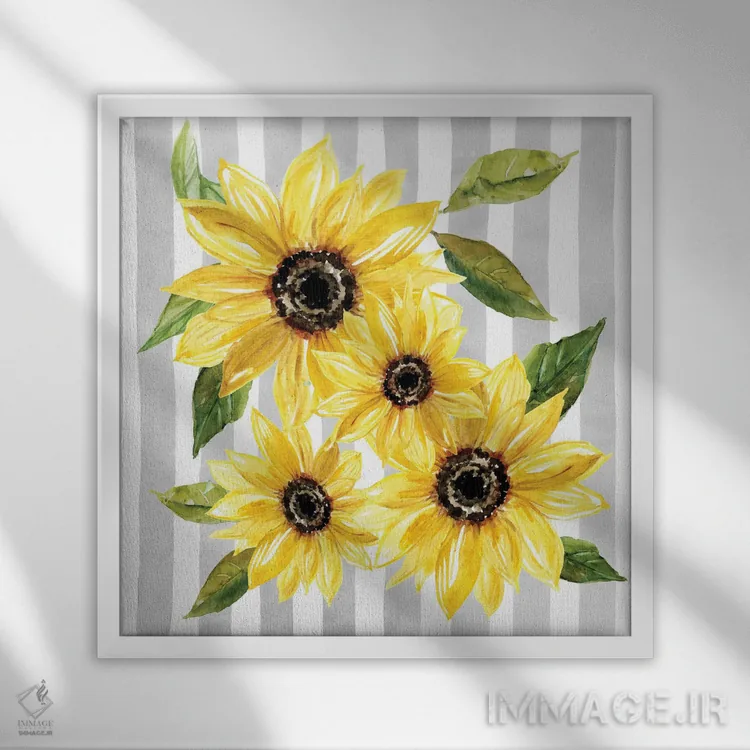 تابلو آرایش آفتابگردان II اثر کارول رابینسون - نمای قابدار سفید