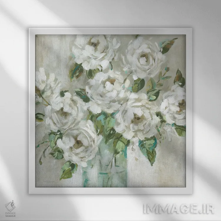 تابلو گل صدتومانی عصرگاهی اثر کارول رابینسون - نمای قابدار سفید