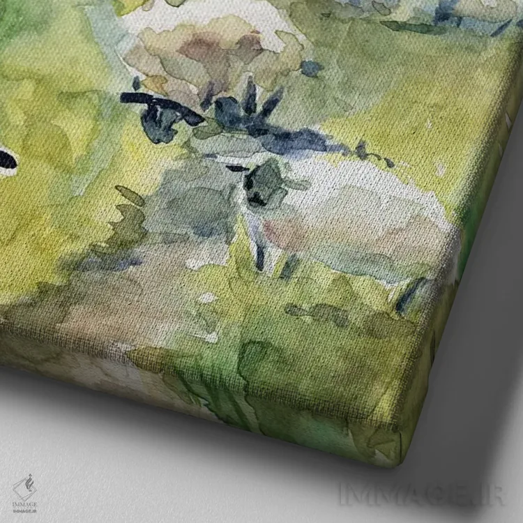 تابلو گلهٔ بهاری اثر کارول رابینسون - نمای نزدیک بافت بوم