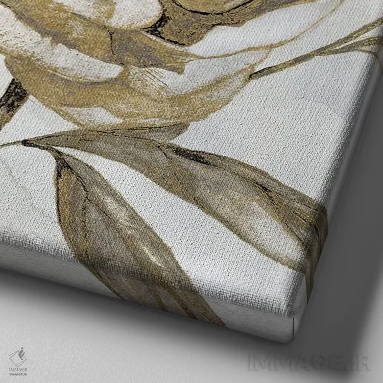 تابلو درخشش گل صدتومانی II اثر کارول رابینسون - نمای نزدیک بافت بوم