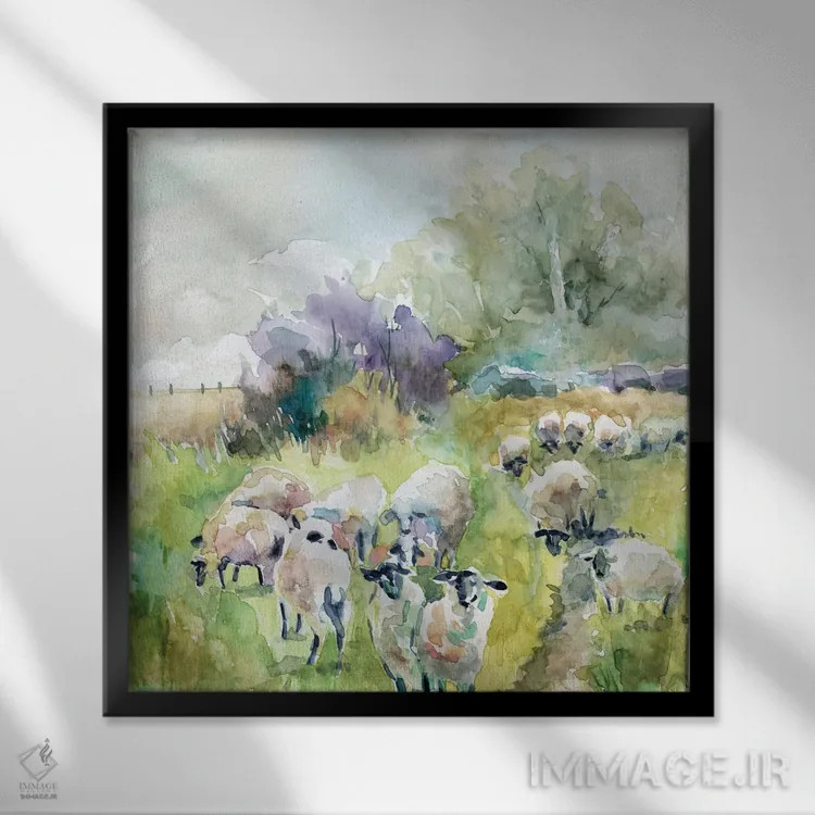 تابلو گلهٔ بهاری اثر کارول رابینسون - نمای قابدار مشکی