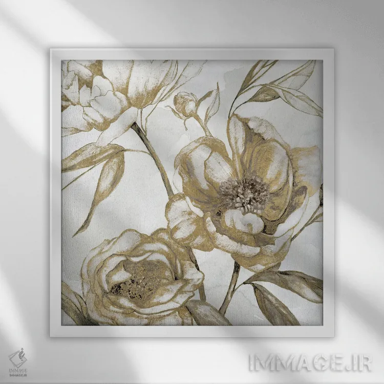تابلو درخشش گل صدتومانی II اثر کارول رابینسون - نمای قابدار سفید