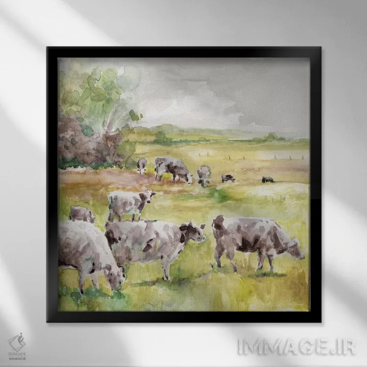 تابلو گروه حیوانات بهاری اثر کارول رابینسون - نمای قابدار مشکی