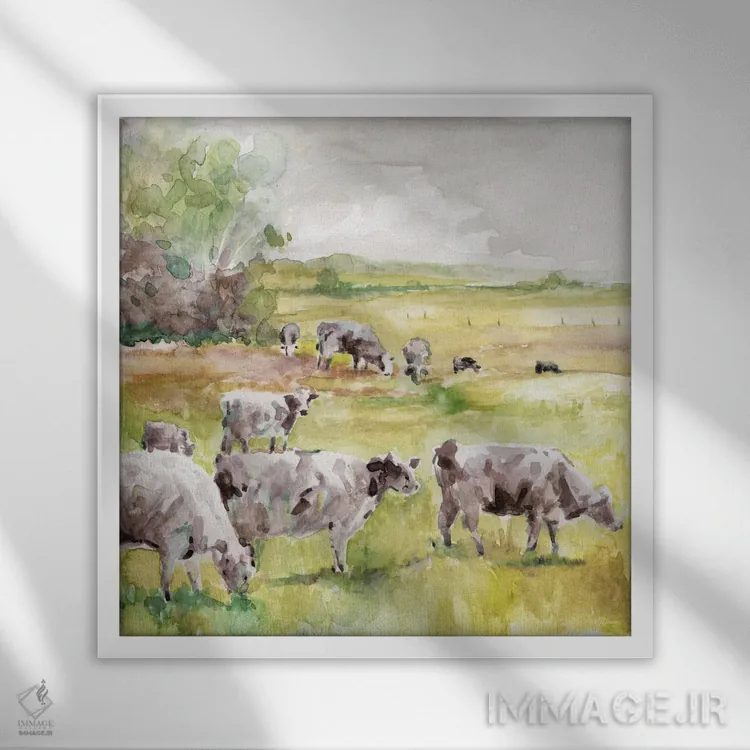 تابلو گروه حیوانات بهاری اثر کارول رابینسون - نمای قابدار سفید