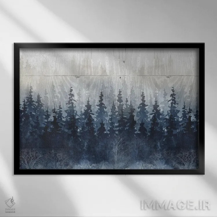 تابلو جنگل بنفش مهآلود اثر کارول رابینسون - نمای قابدار مشکی