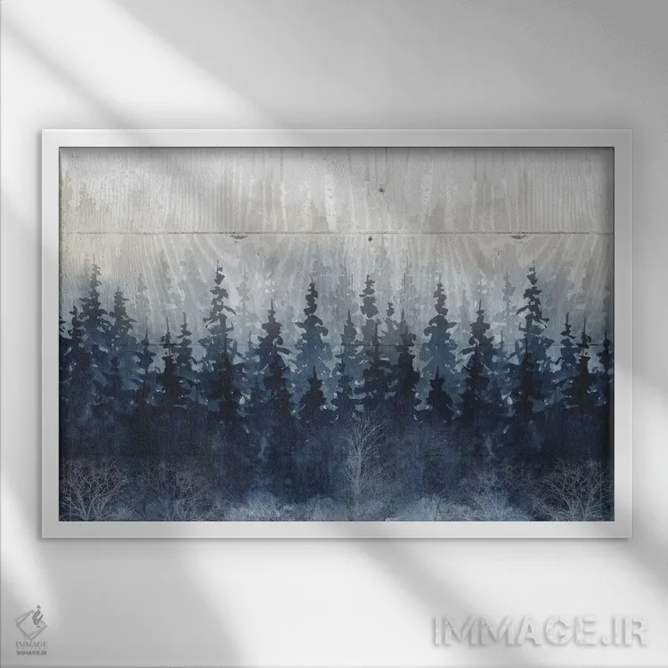 تابلو جنگل بنفش مهآلود اثر کارول رابینسون - نمای قابدار سفید