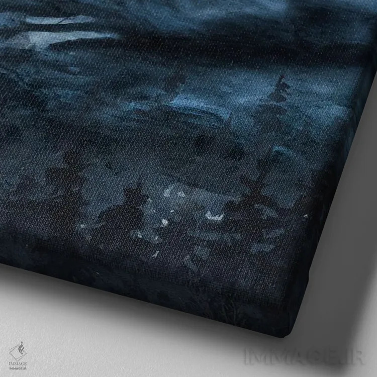 تابلو سایههای کوهستان اثر کارول رابینسون - نمای نزدیک بافت بوم