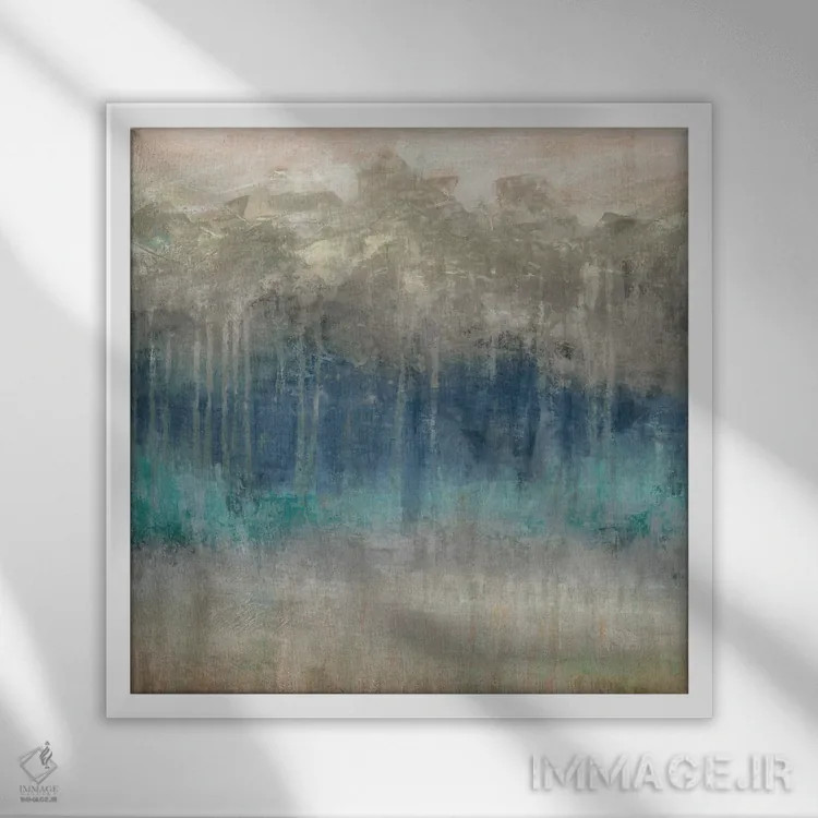 تابلو انعکاس خط درختان اثر کارول رابینسون - نمای قابدار سفید