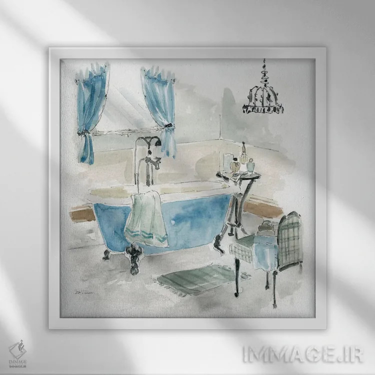تابلو حمام کلبه فانتزی I اثر کارول رابینسون - نمای قابدار سفید