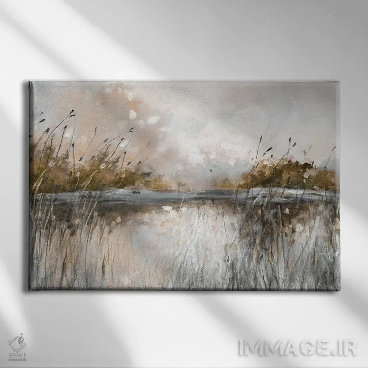 تابلو مناظرهٔ دریاچهٔ عسلبلاوم اثر کارول رابینسون - نمای روبهرو روی دیوار