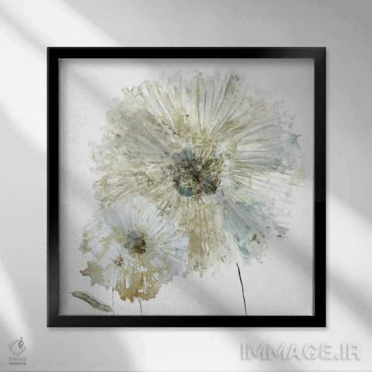 تابلو گل داوودی درخشان ۱ اثر کارول رابینسون - نمای قابدار مشکی