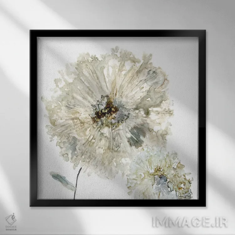 تابلو گل داوودی درخشان ۲ اثر کارول رابینسون - نمای قابدار مشکی