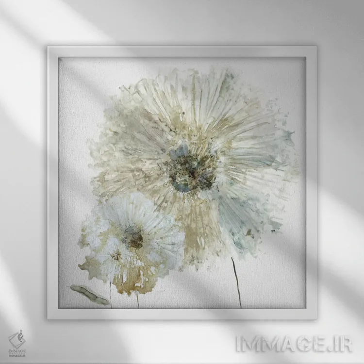تابلو گل داوودی درخشان ۱ اثر کارول رابینسون - نمای قابدار سفید