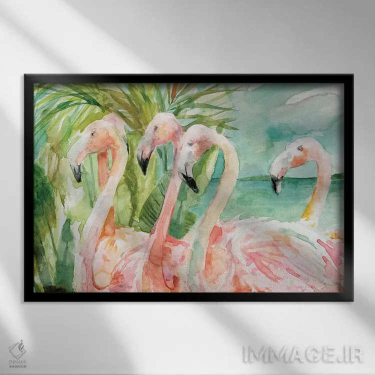 تابلو بانوان صورتی اثر کارول رابینسون - نمای قابدار مشکی