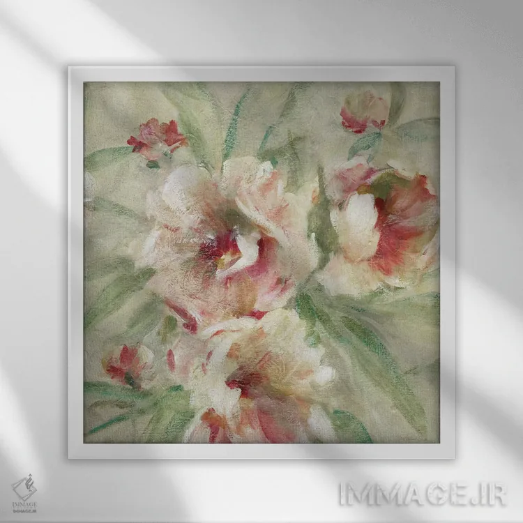 تابلو باغ گل صدتومانی ۲ اثر کارول رابینسون - نمای قابدار سفید